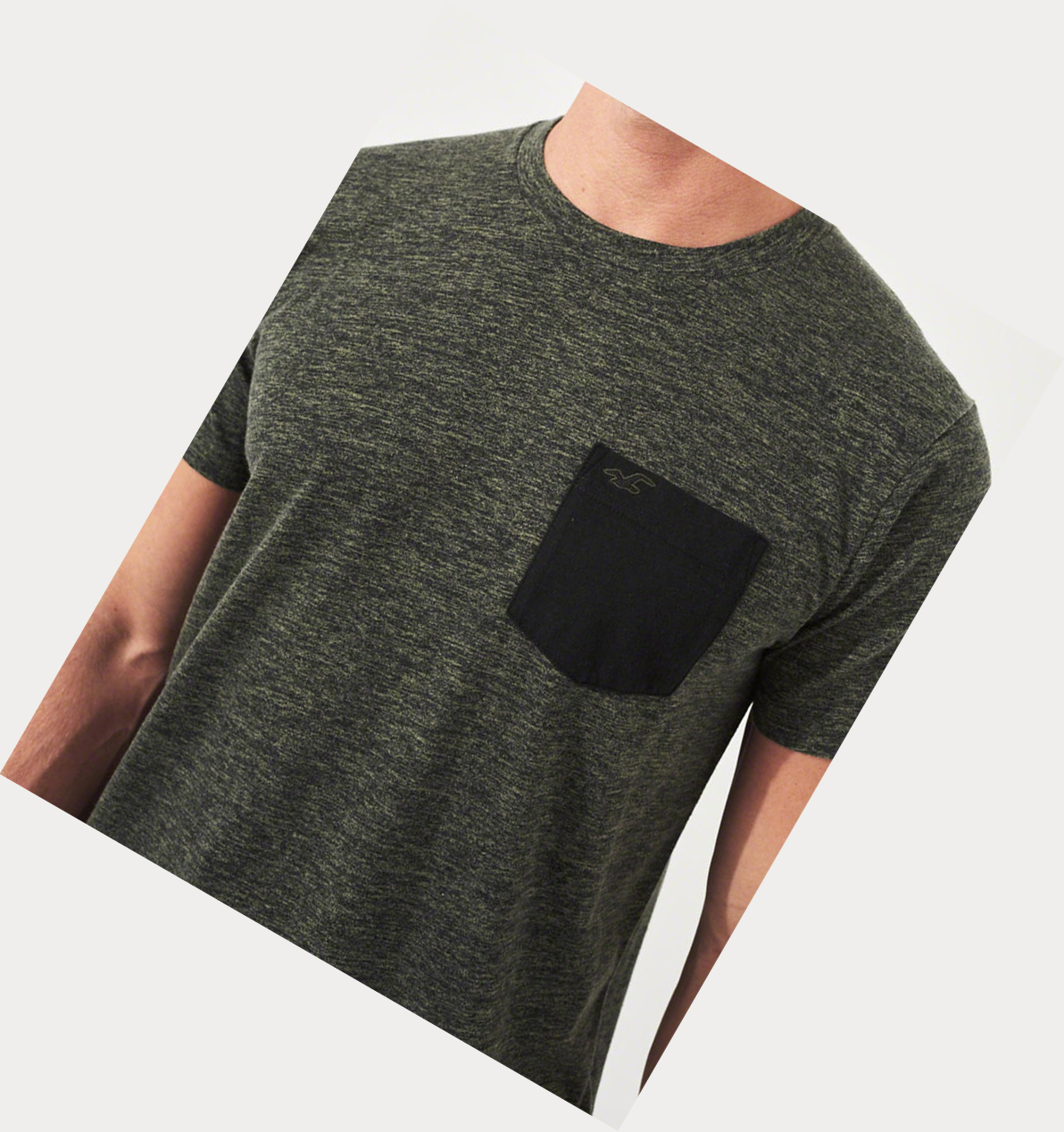 Dark Olive Men's Hollister Must-Have Crewneck Short Sleeve | UK-365PUIF