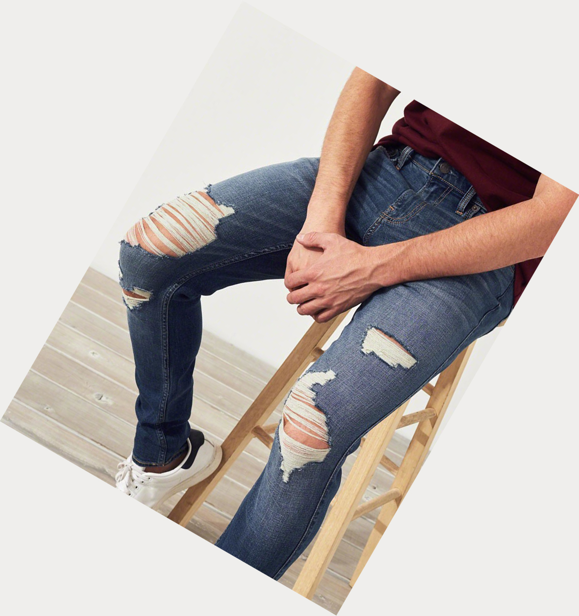 Dark Wash Men's Hollister Advanced Stretch Skinny Jeans | UK-825YJGE