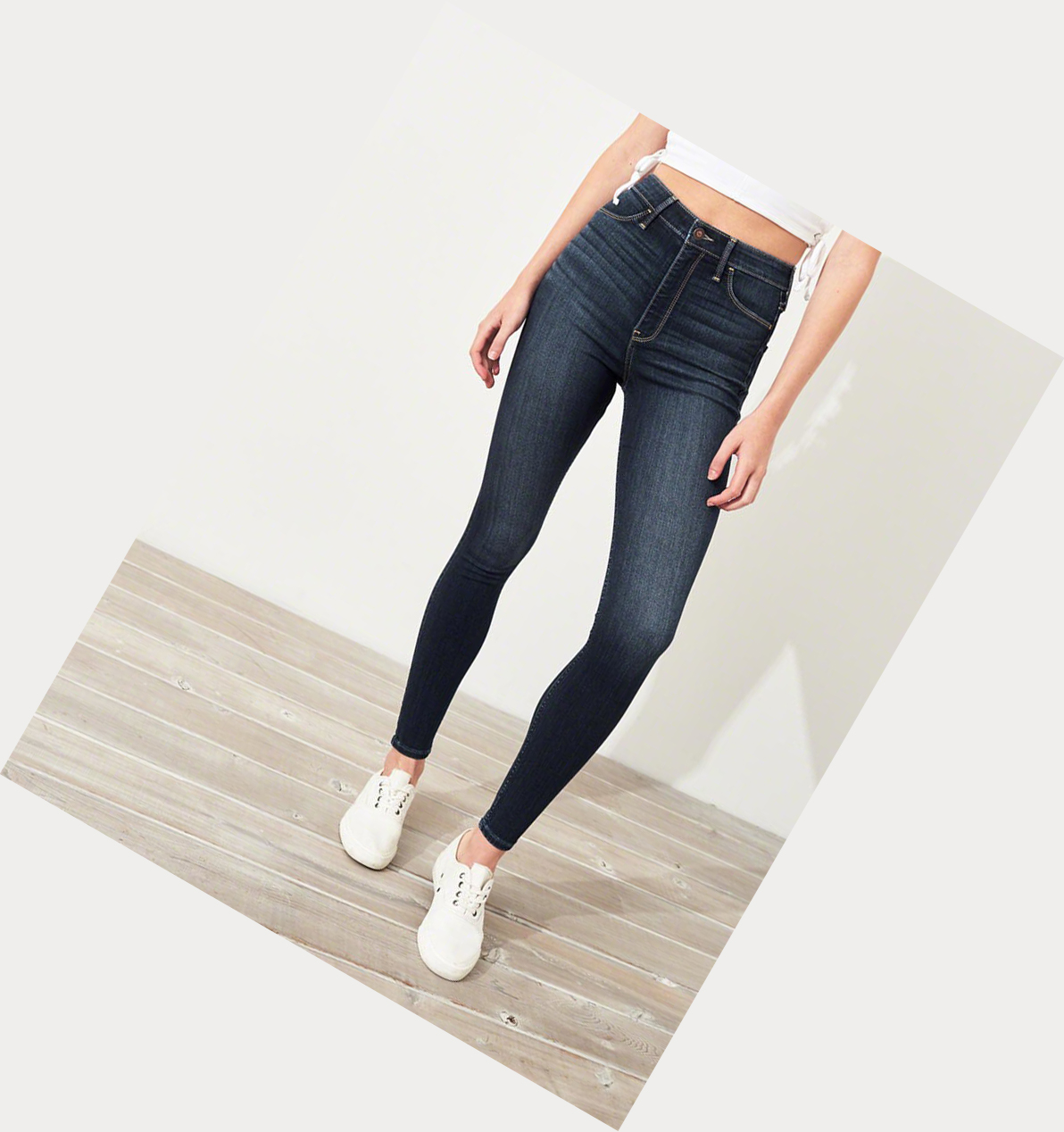 Dark Wash Women's Hollister Advanced Stretch Ultra High-Rise Jeans | UK-895IVAP