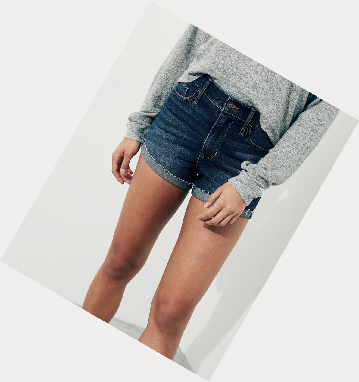 Dark Wash Women's Hollister High-Rise Denim Shorts | UK-742WCEI