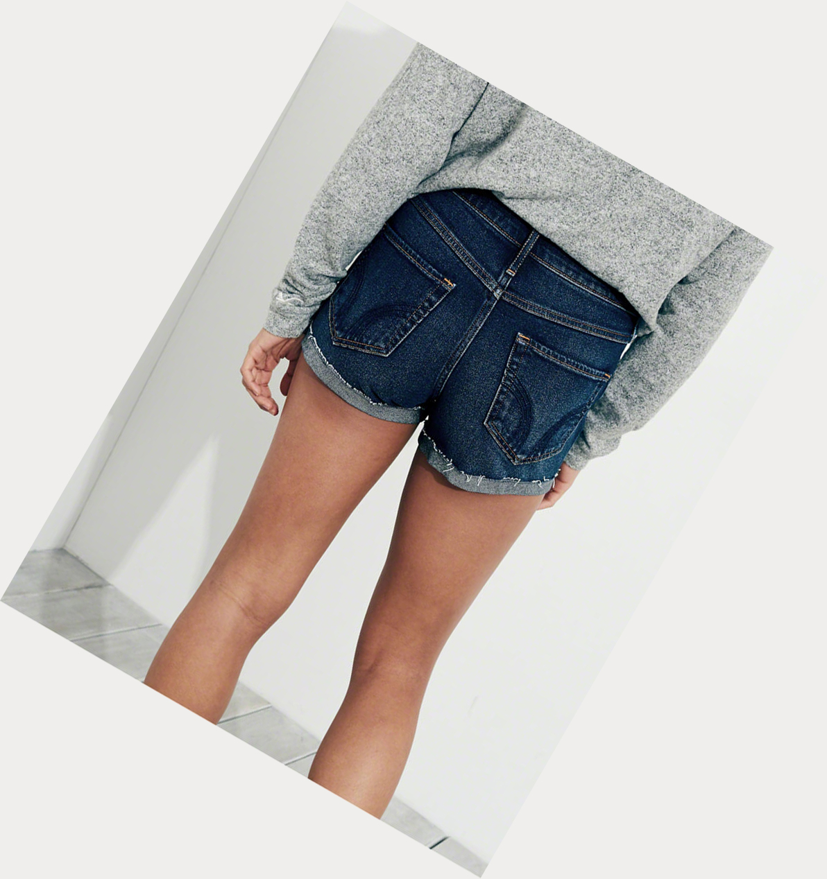 Dark Wash Women's Hollister High-Rise Denim Shorts | UK-742WCEI