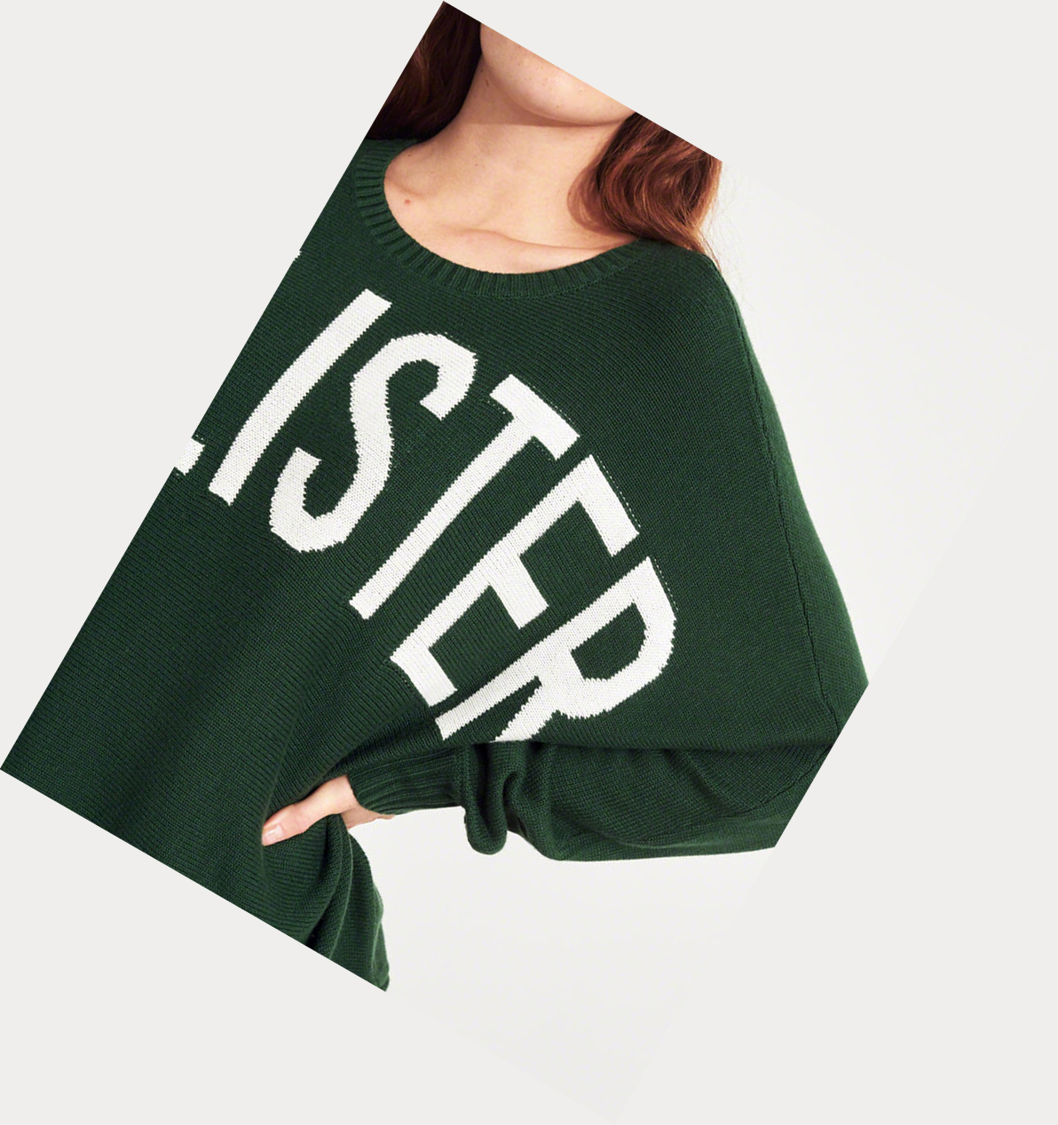 Green Women's Hollister Logo Oversized Sweaters | UK-802WKJG