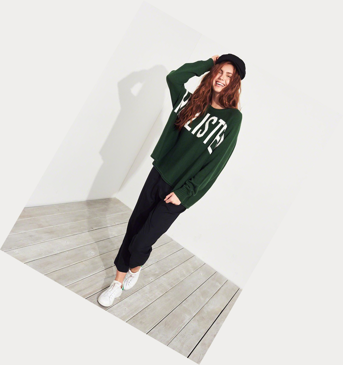 Green Women's Hollister Logo Oversized Sweaters | UK-802WKJG