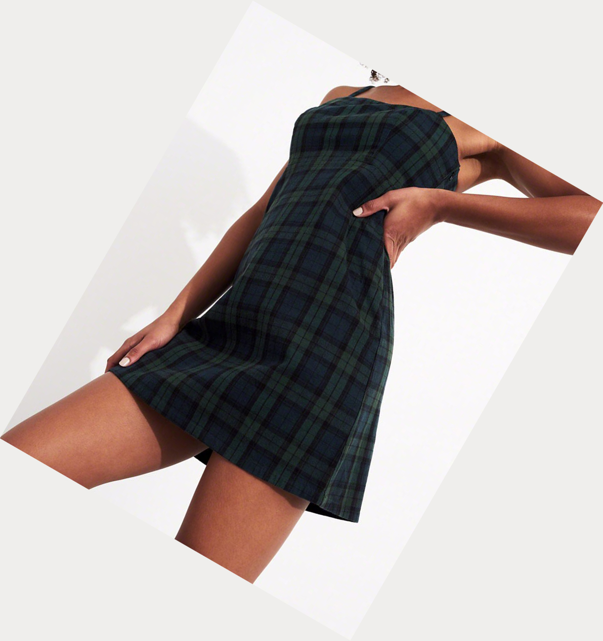 Green Women's Hollister Plaid Mini Dress | UK-470LZHV