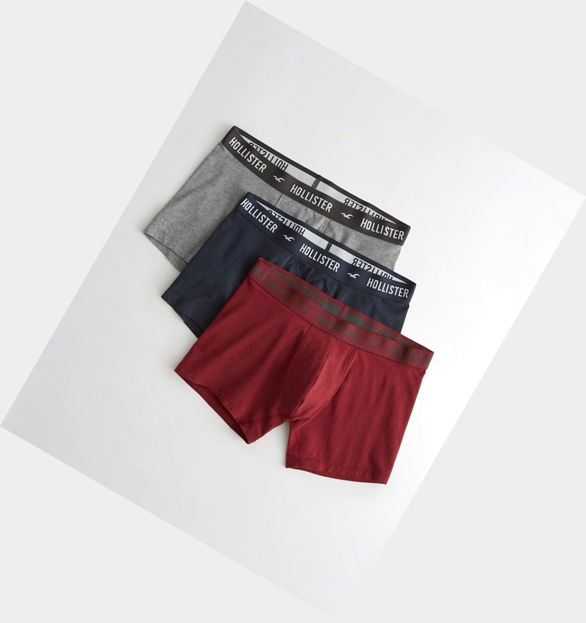 Grey Navy Burgundy Men\'s Hollister Classic Trunk 3-Pack Underwear | UK-701KAQP