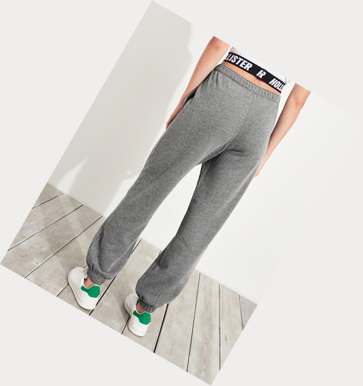 Grey Women's Hollister Adjustable-Rise Boyfriend Sweatpants | UK-620GLWK