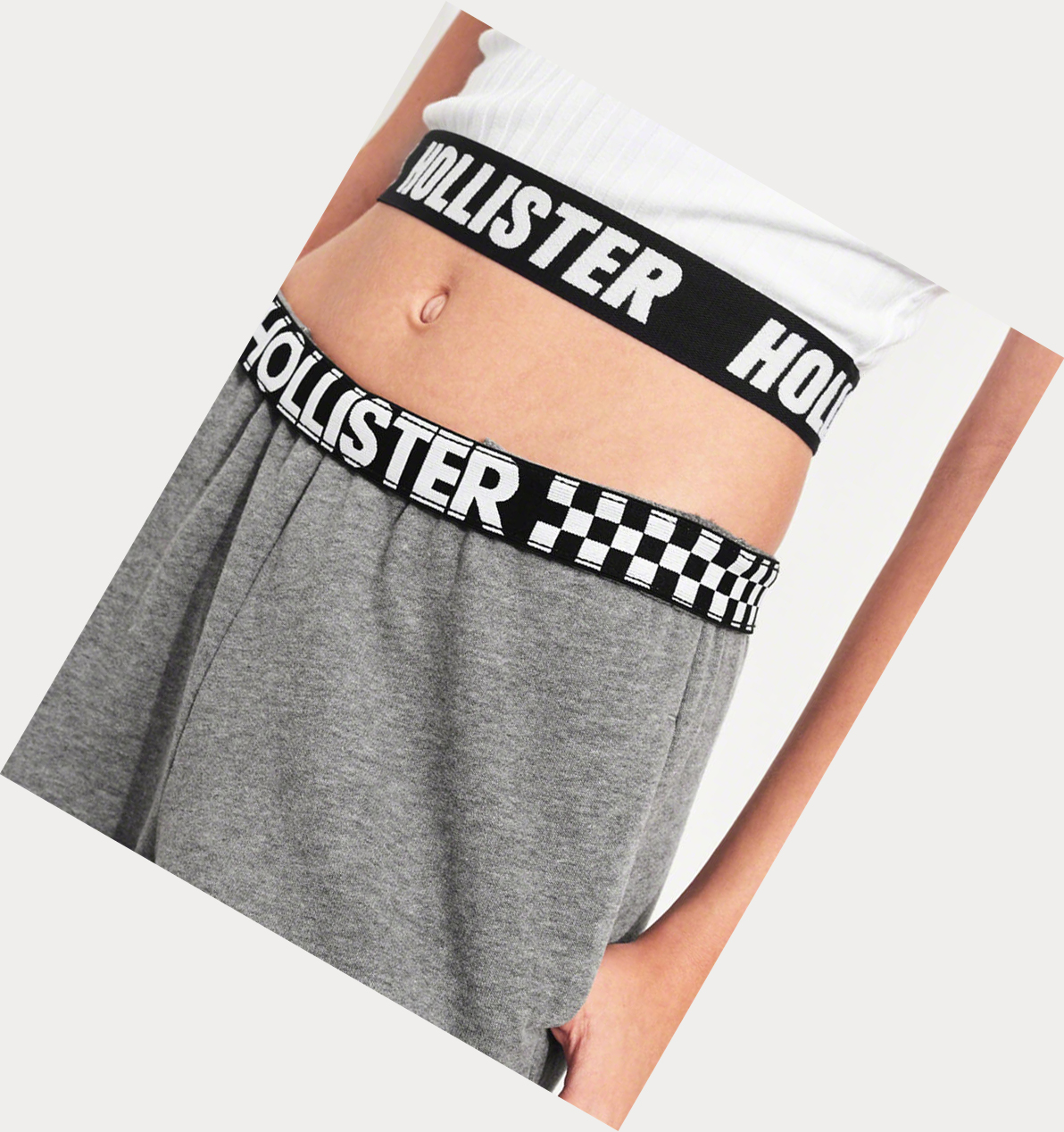 Grey Women's Hollister Adjustable-Rise Boyfriend Sweatpants | UK-620GLWK