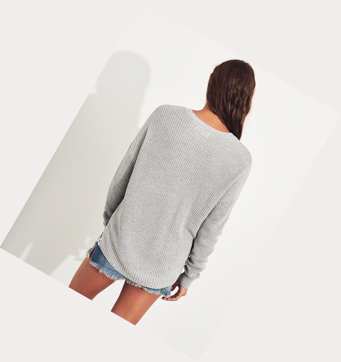 Grey Women's Hollister Crewneck Sweaters | UK-482OCBT