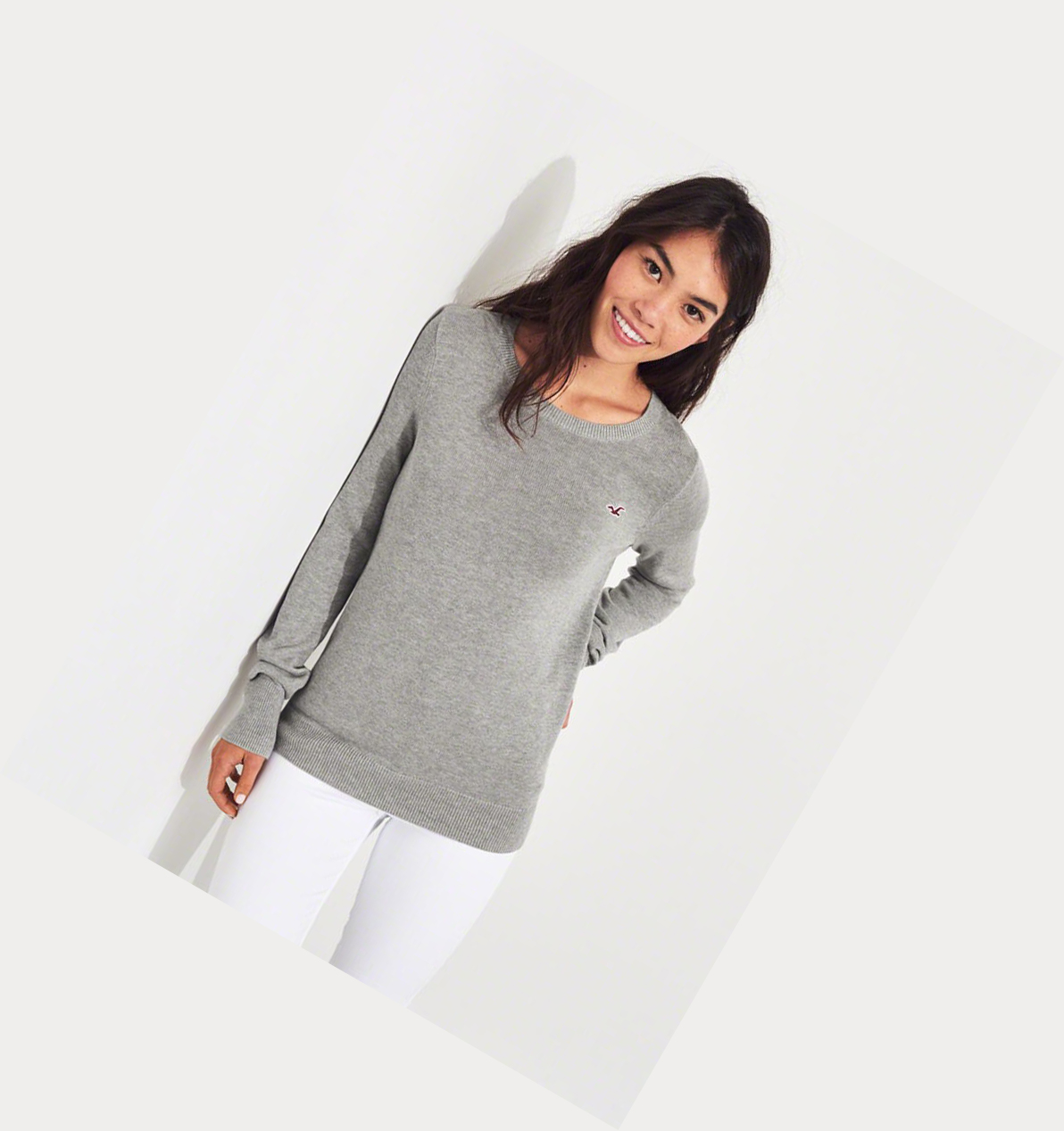 Grey Women's Hollister Crewneck Sweaters | UK-645KGBP