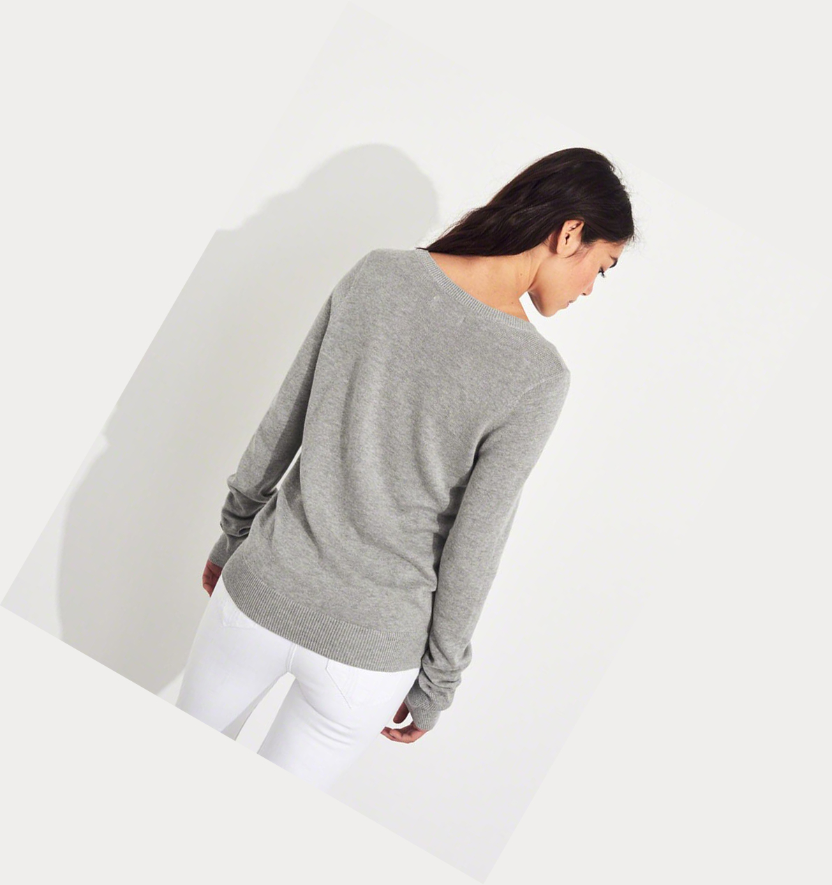 Grey Women's Hollister Crewneck Sweaters | UK-645KGBP