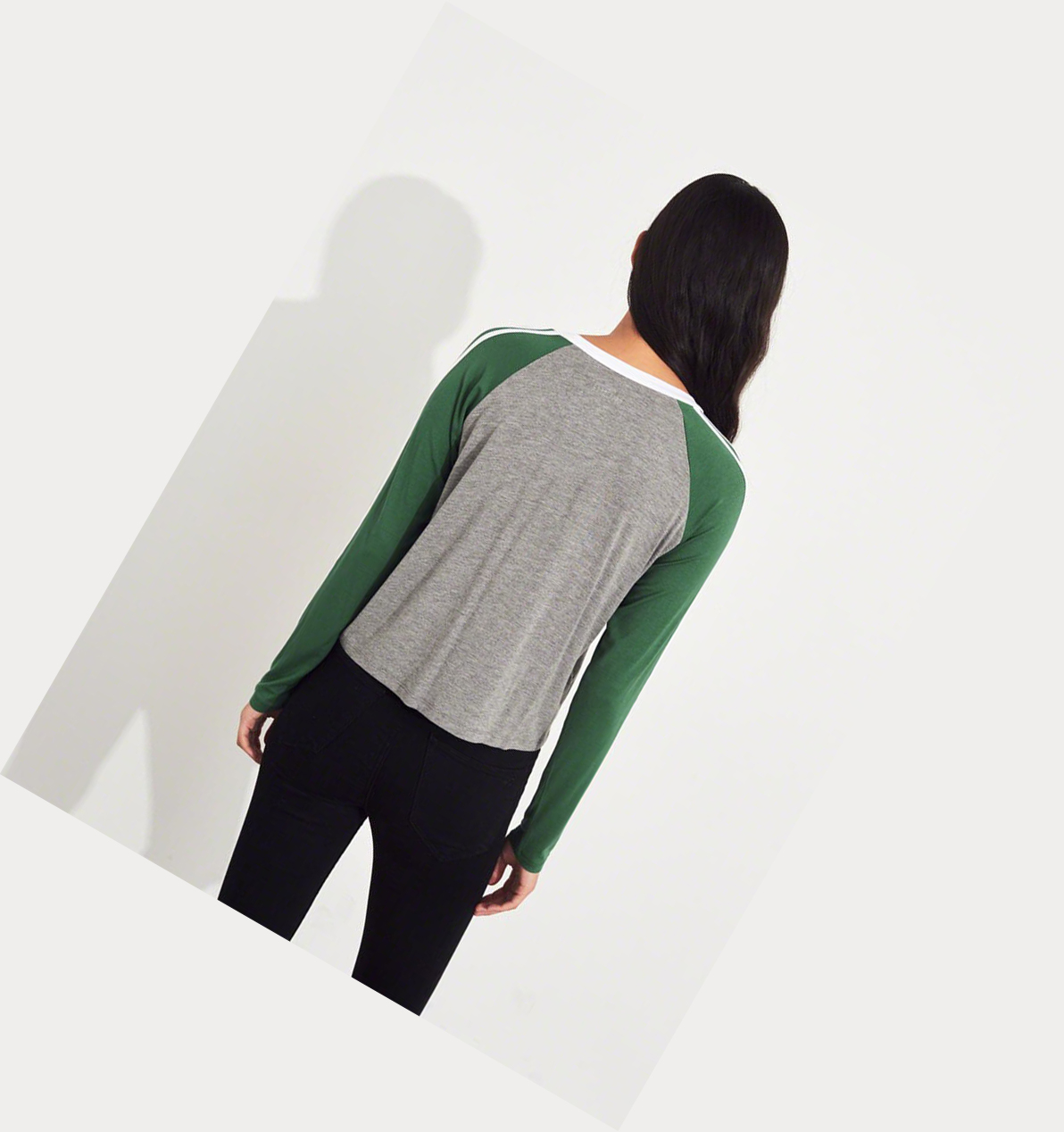 Grey Women's Hollister Easy Raglan Long Sleeve | UK-731HGZY