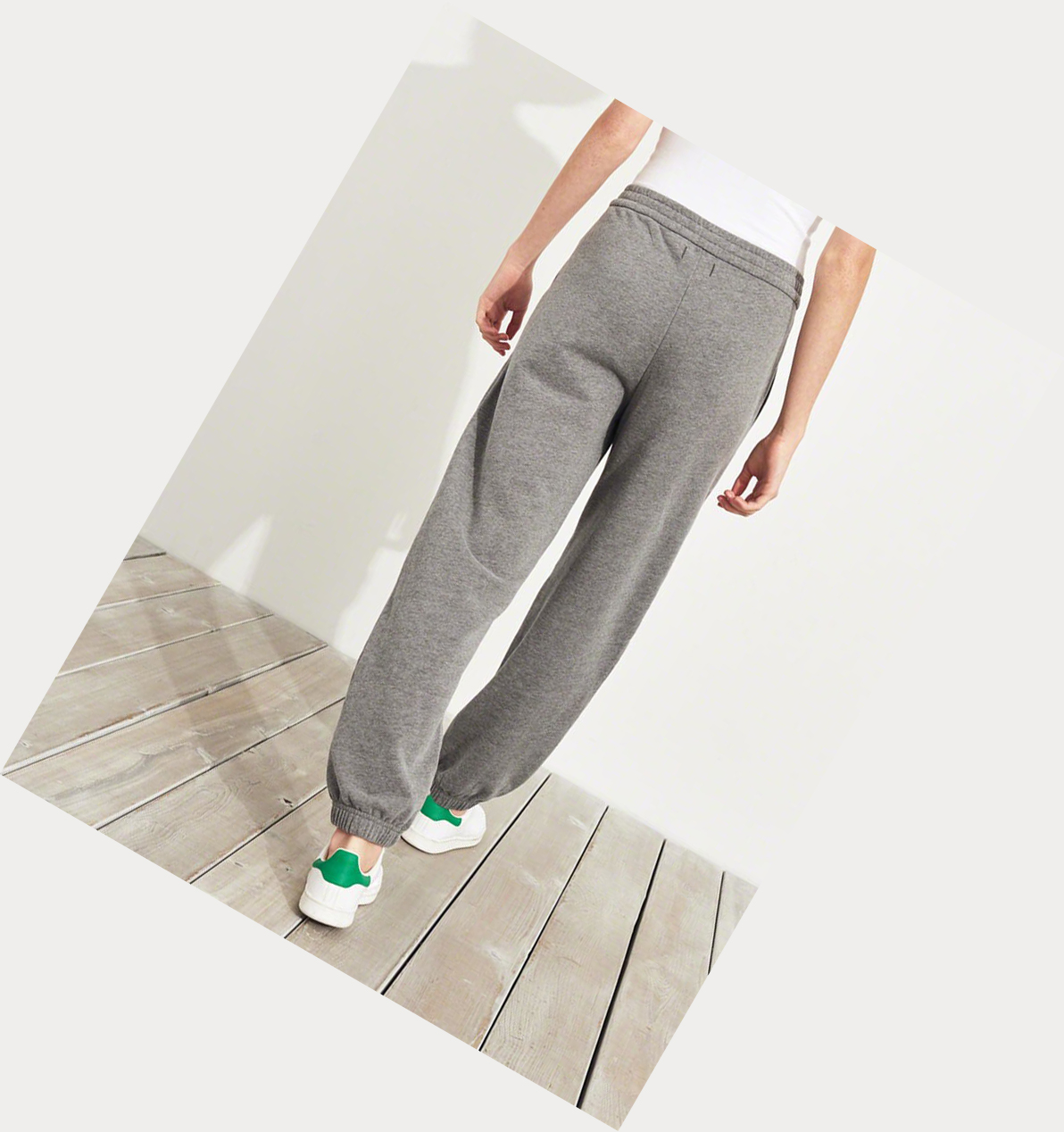 Grey Women's Hollister High-Rise Banded Boyfriend Sweatpants | UK-694CKQJ