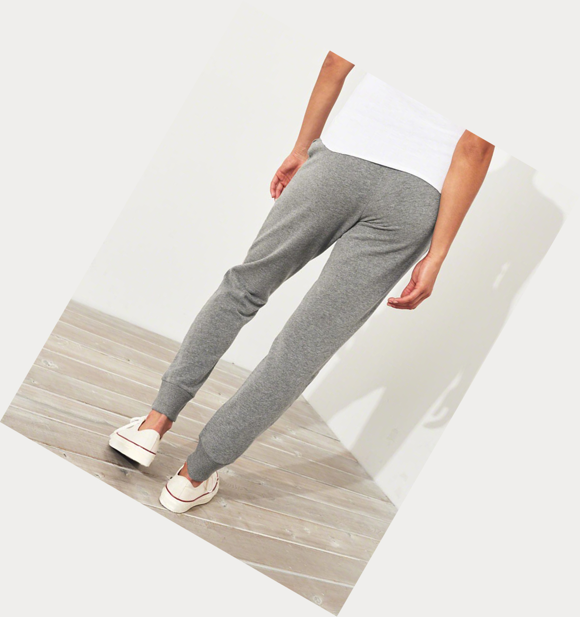 Grey Women's Hollister Mid-Rise Fleece Sweatpants | UK-850DMPZ