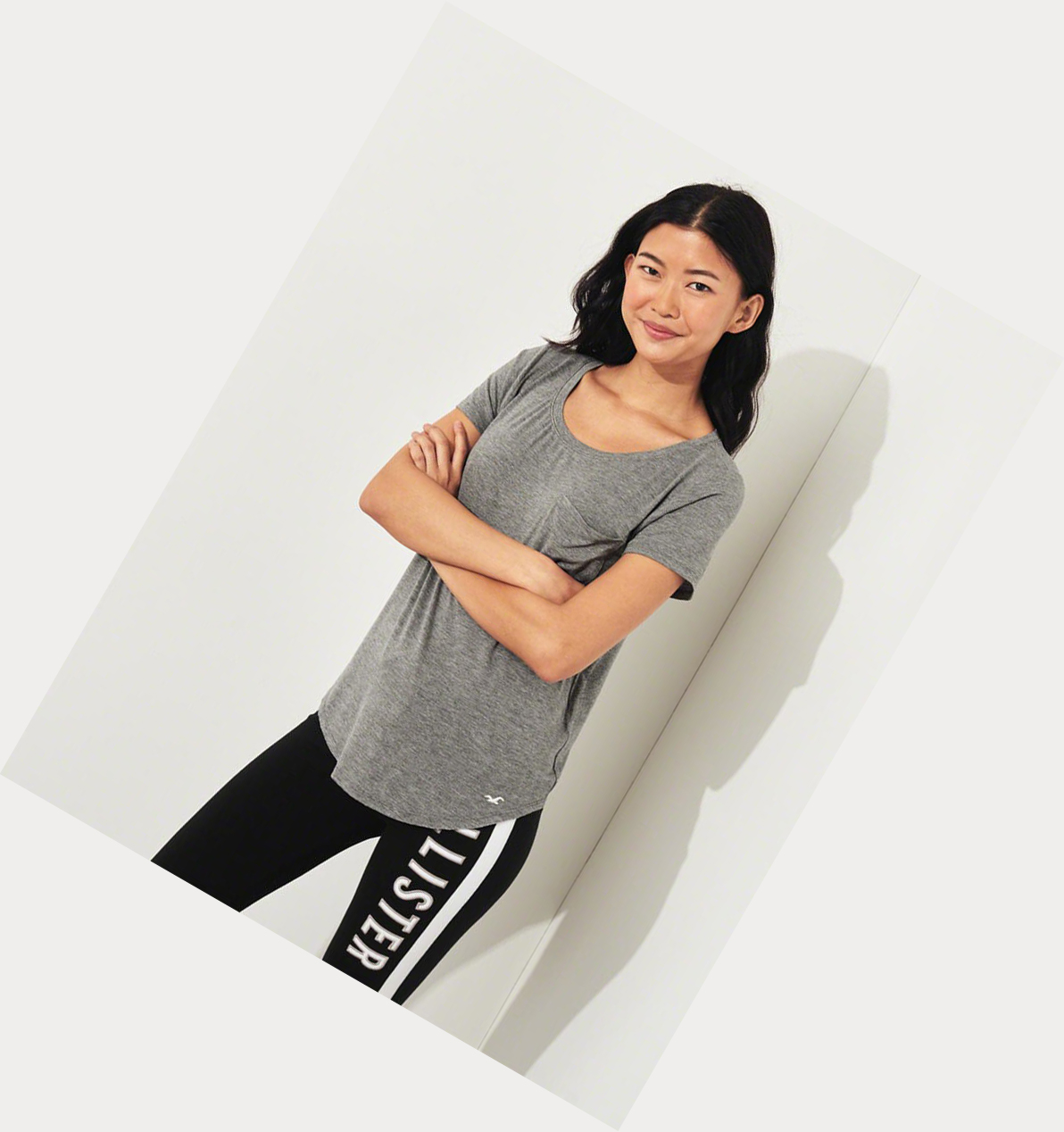 Grey Women's Hollister Must-Have Easy Short Sleeve | UK-265ODWJ