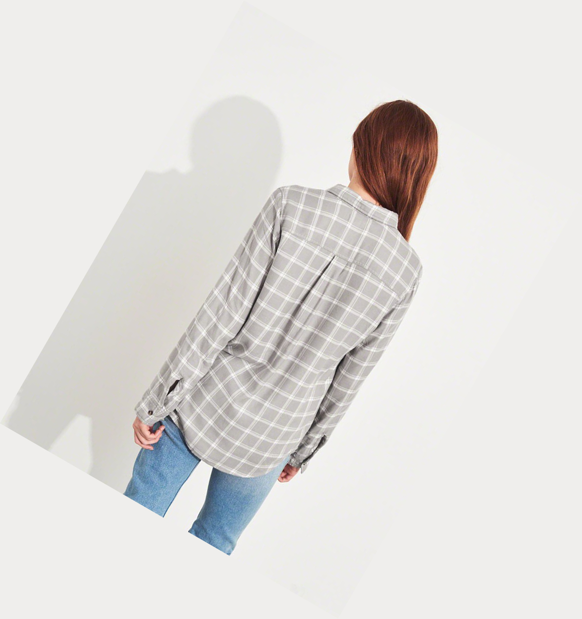 Grey Women's Hollister Plaid Long Sleeve | UK-703EUMD