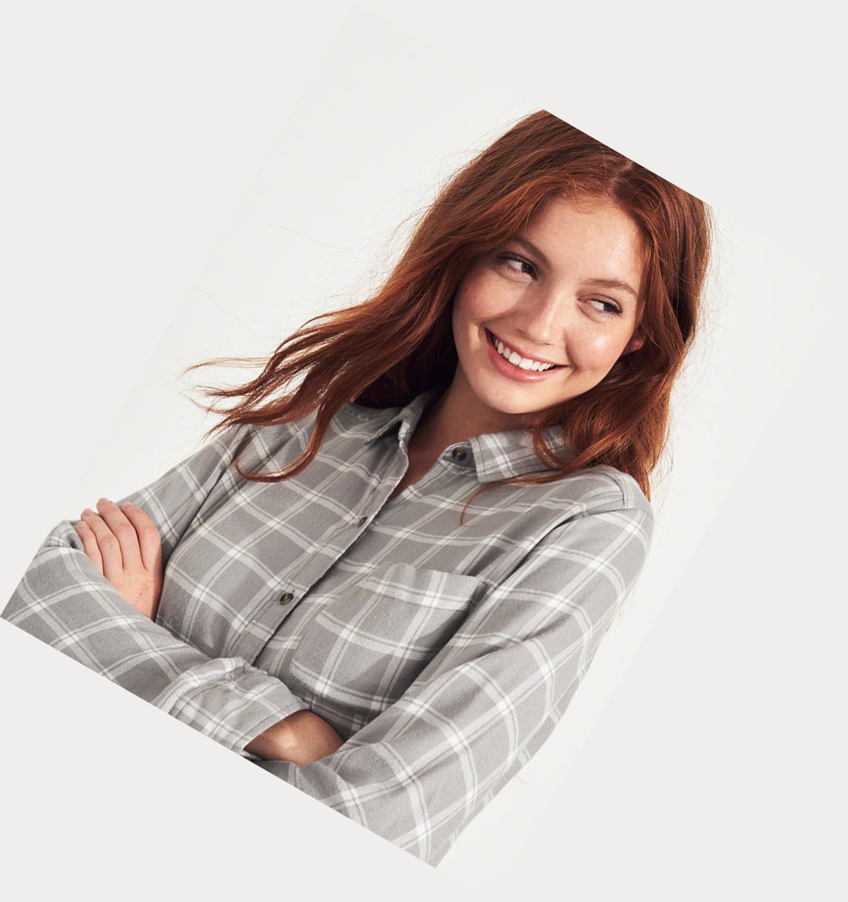 Grey Women's Hollister Plaid Long Sleeve | UK-703EUMD