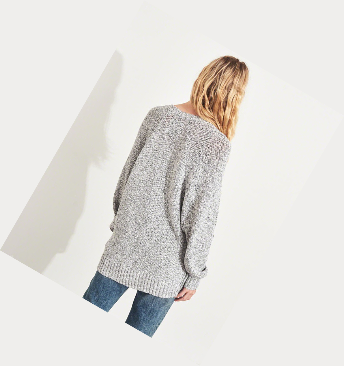 Grey Women's Hollister Textured Oversized Cardigan Sweaters | UK-207LGTY