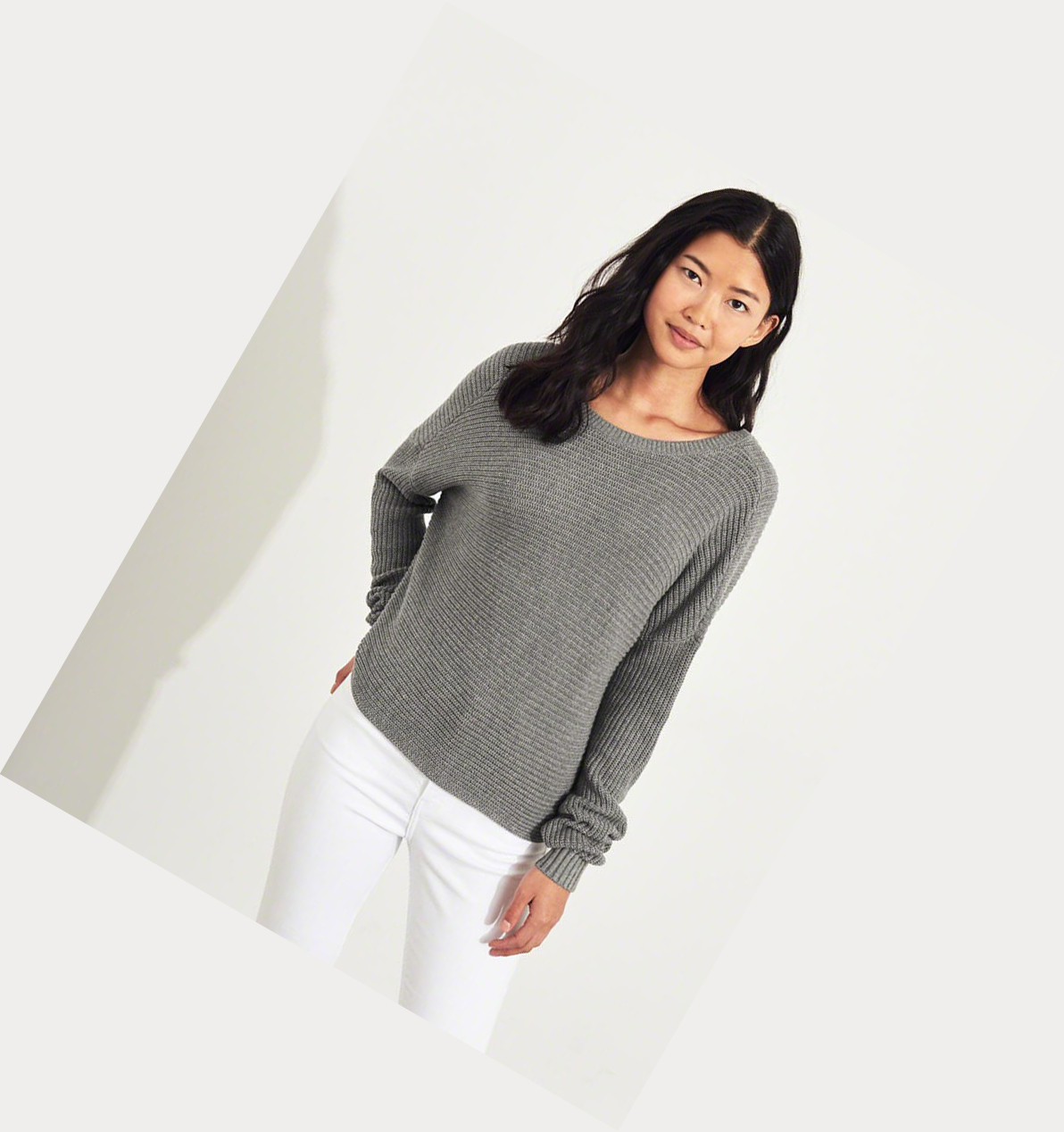 Grey Women's Hollister Twist-Back Sweaters | UK-192UFMR