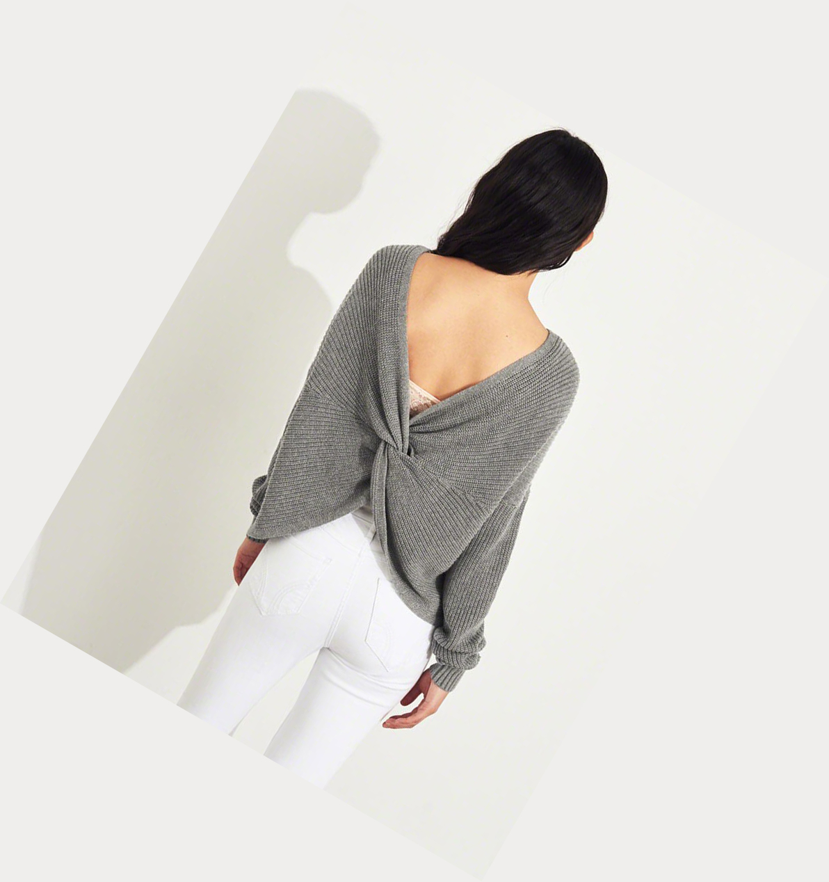 Grey Women's Hollister Twist-Back Sweaters | UK-192UFMR