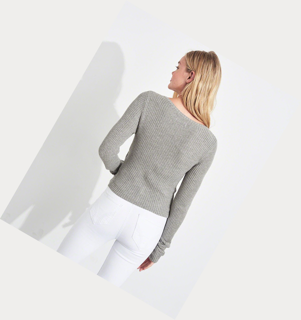 Grey Women's Hollister Wrap-Front Sweaters | UK-397SLTK