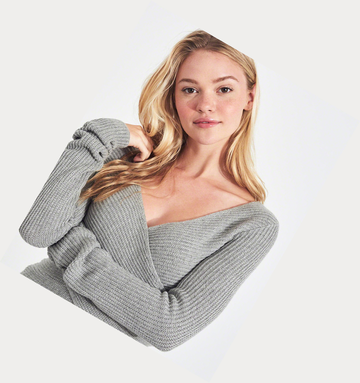 Grey Women's Hollister Wrap-Front Sweaters | UK-397SLTK