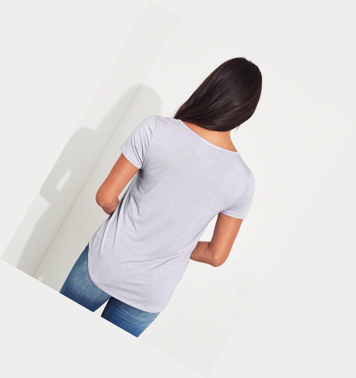 Light Blue Women's Hollister Must-Have Easy Short Sleeve | UK-986PSIQ