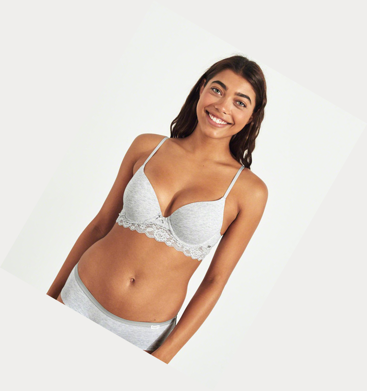 Light Grey Women's Hollister Longline Push-Up Demi Bras | UK-137CMRJ