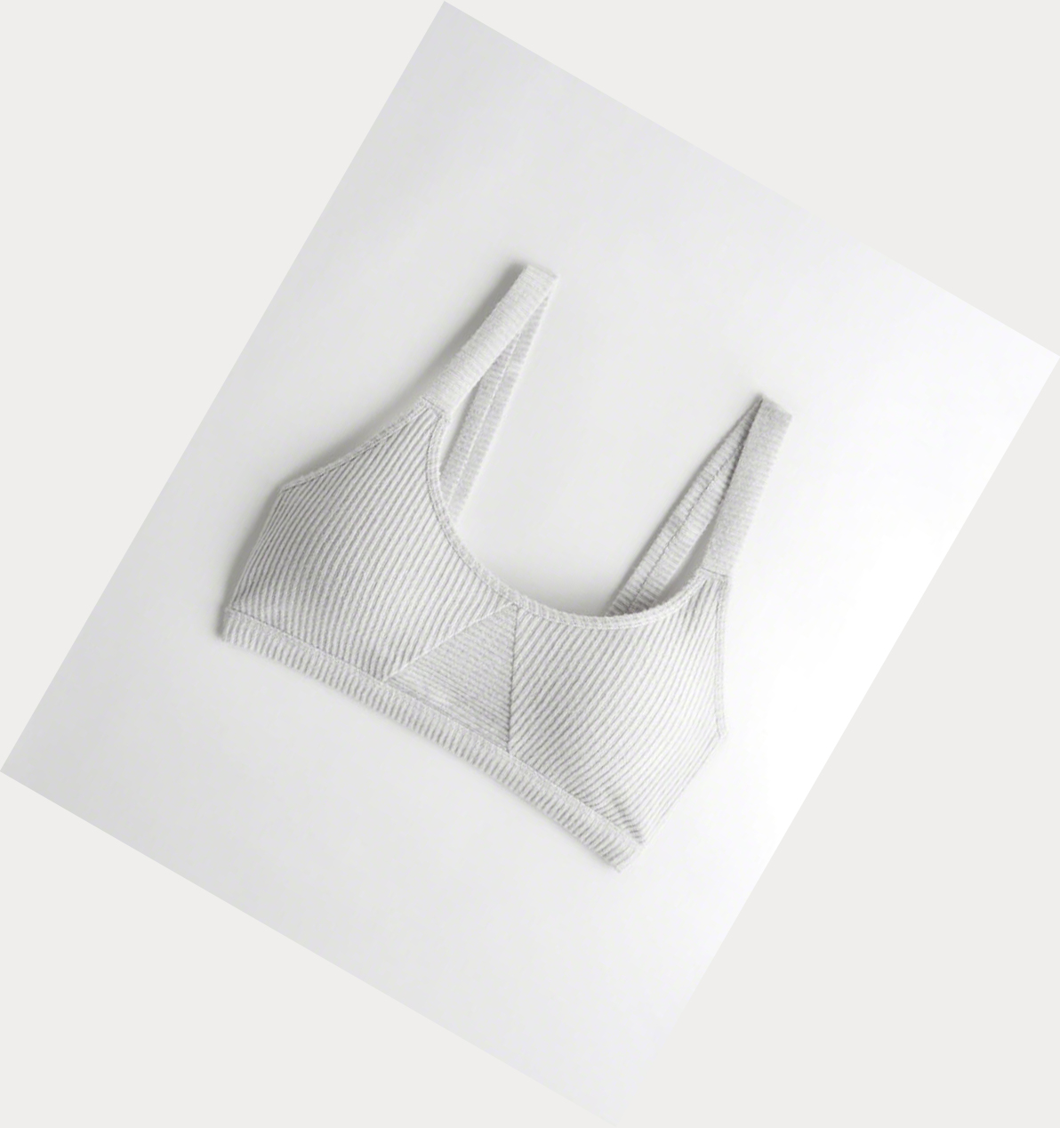 Light Grey Women\'s Hollister Ribbed Scoop With Removable Pads Bras | UK-821QDEY