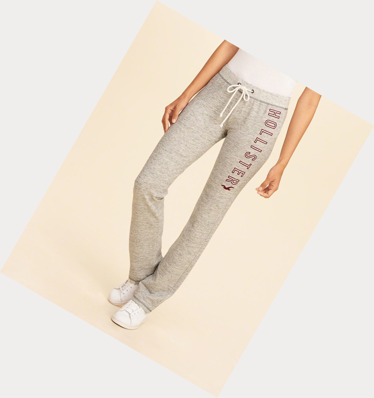 Light Grey Women's Hollister Straight-Leg Sweatpants | UK-935XTGS