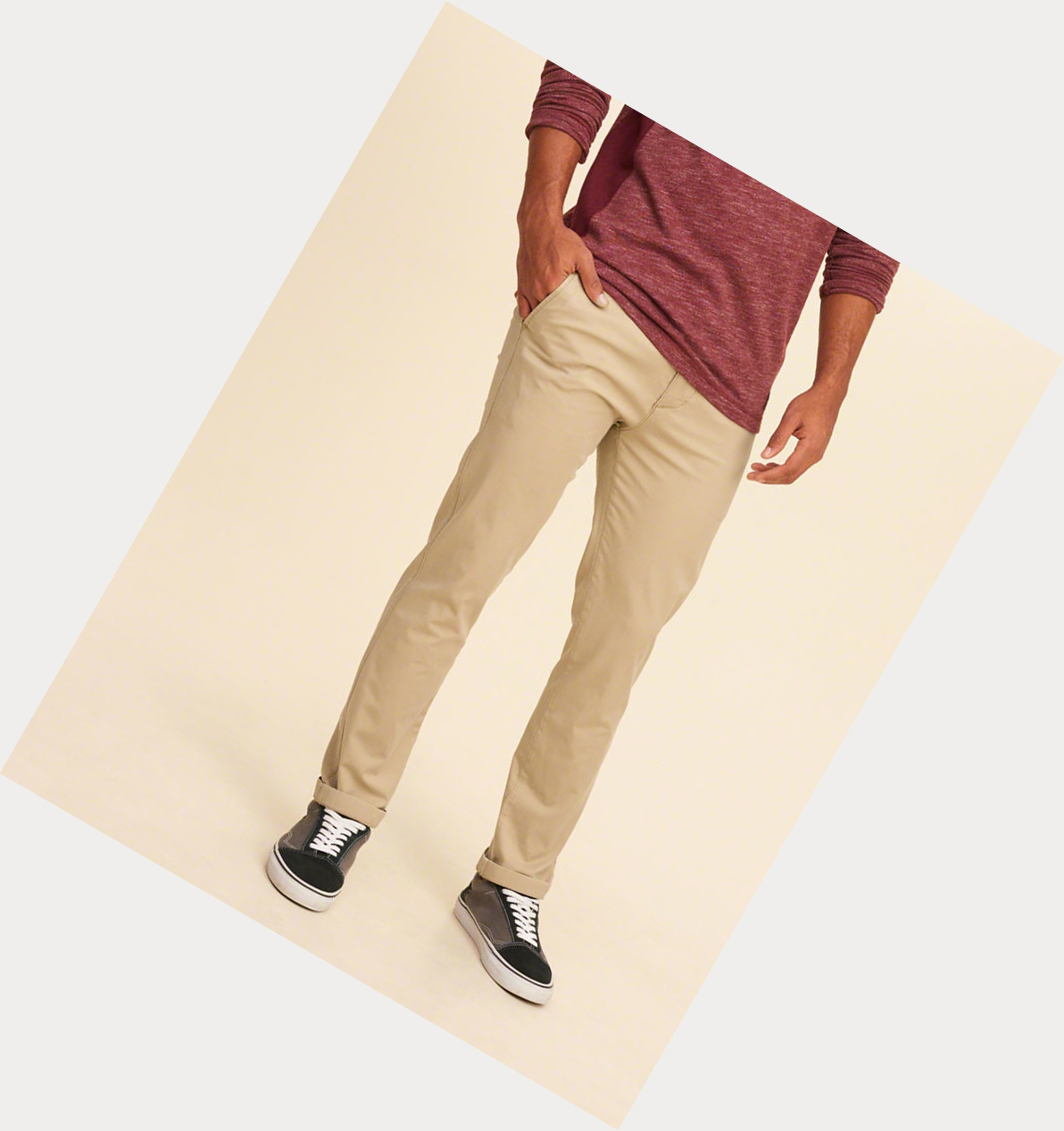 Light Khaki Men's Hollister Epic Flex Skinny Chino Pants | UK-658VFRC