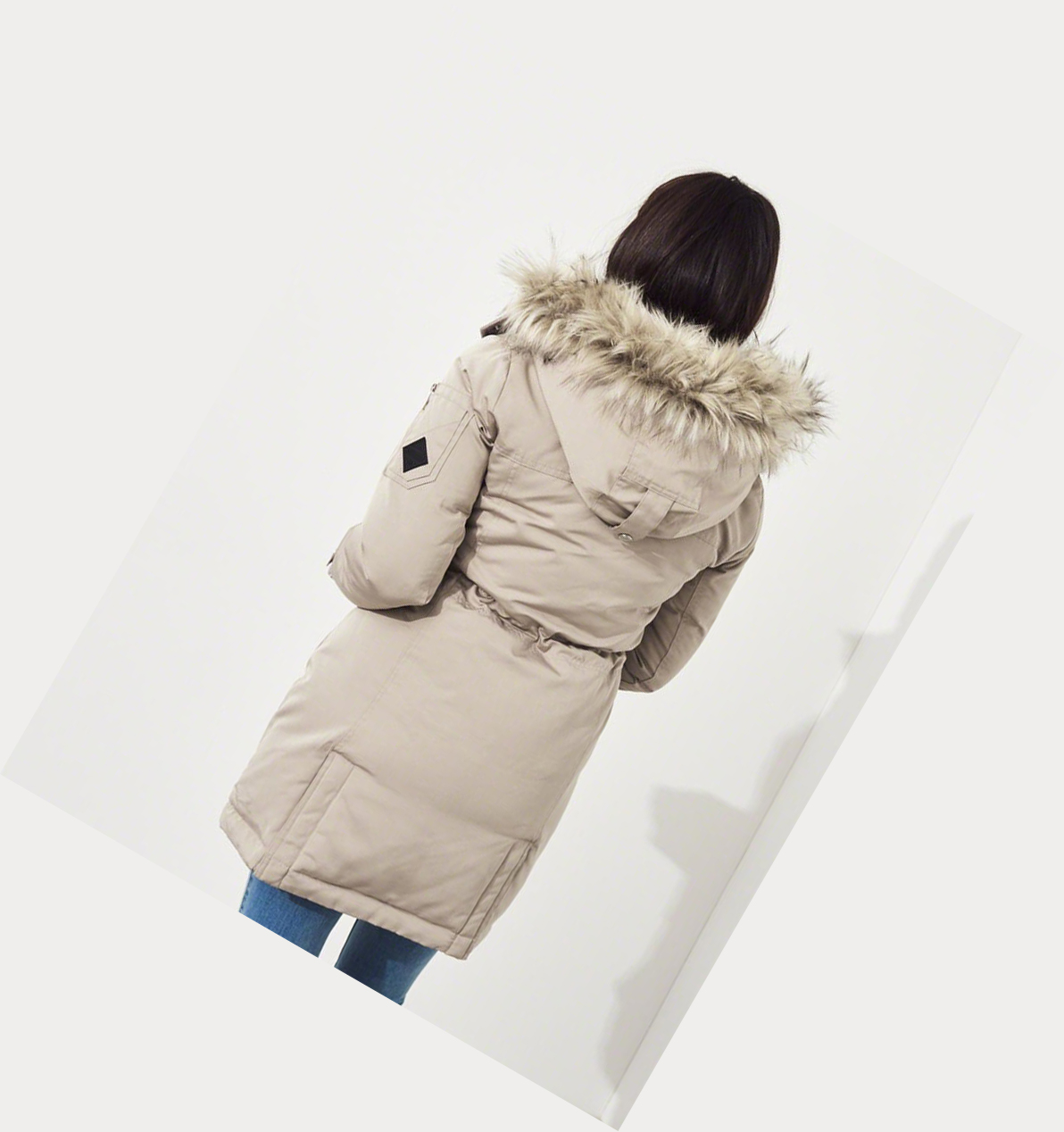 Light Khaki Women's Hollister Cozy-Lined Down Parka Jackets | UK-350GXAU