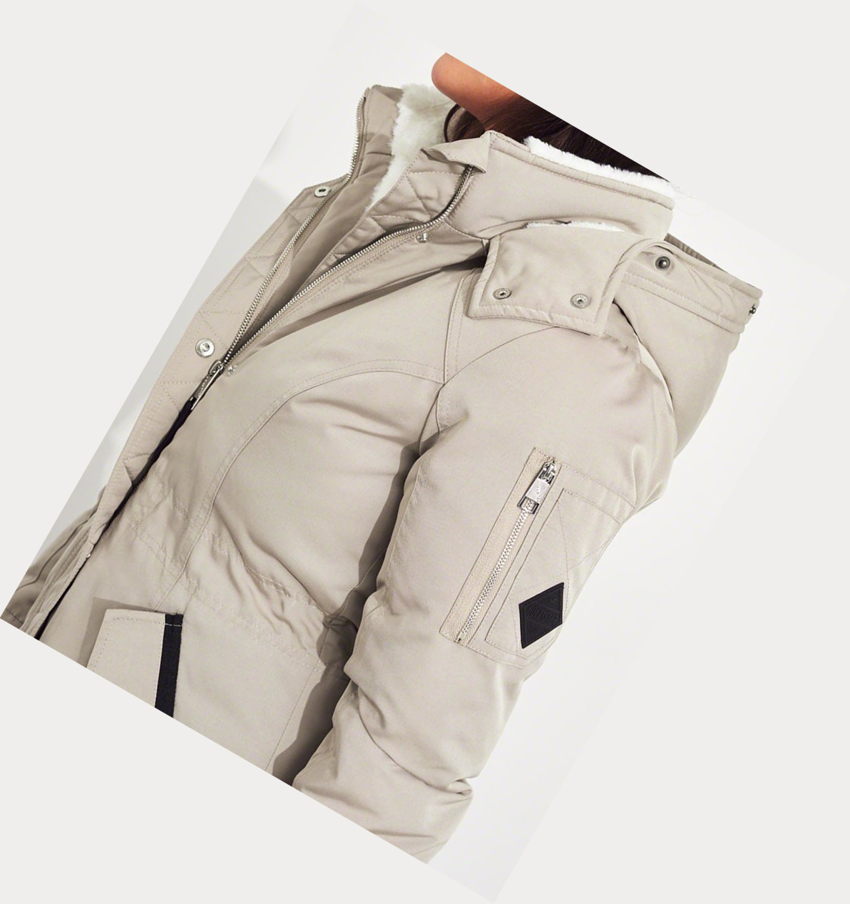 Light Khaki Women's Hollister Cozy-Lined Down Parka Jackets | UK-350GXAU