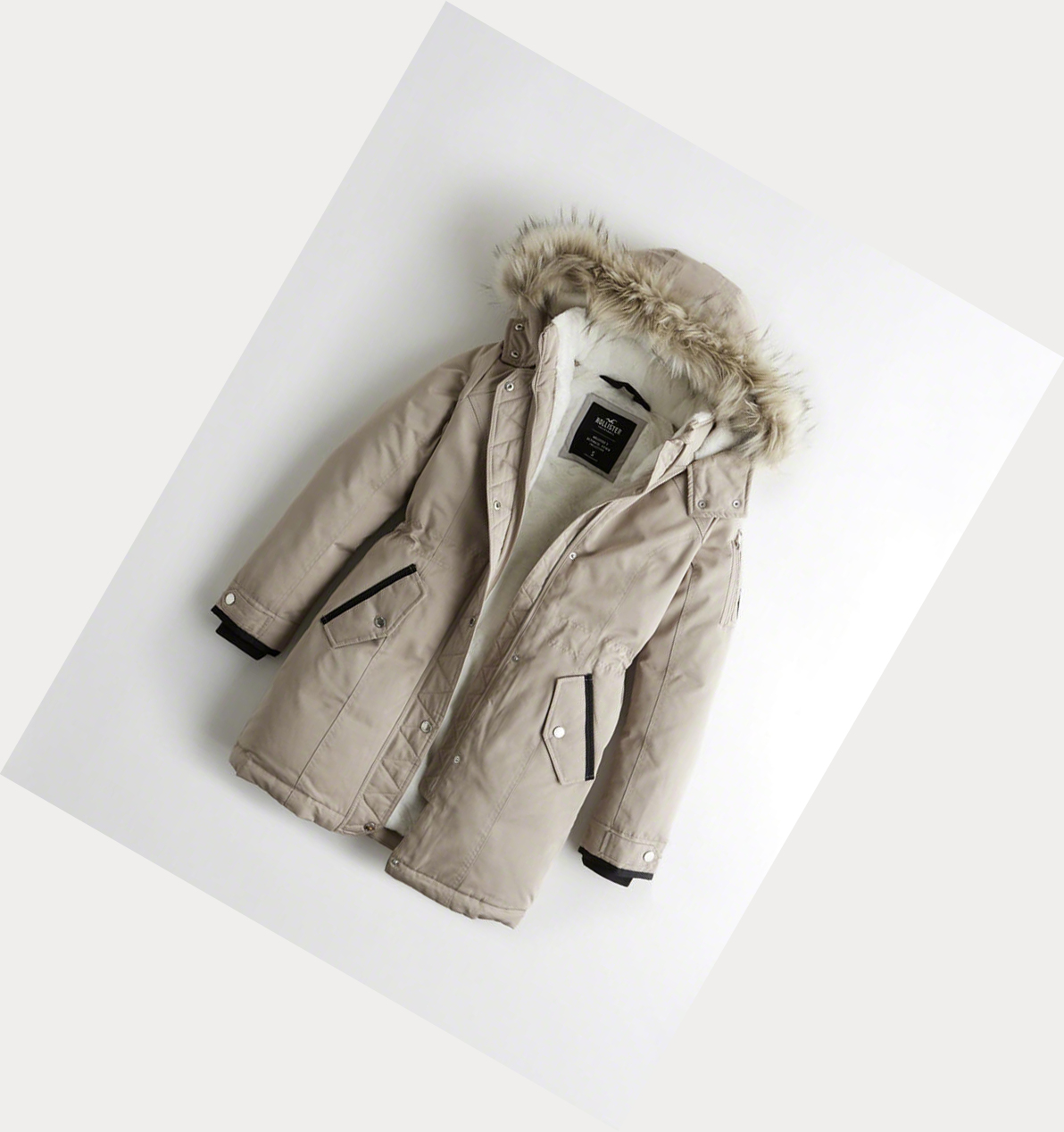 Light Khaki Women\'s Hollister Cozy-Lined Down Parka Jackets | UK-350GXAU