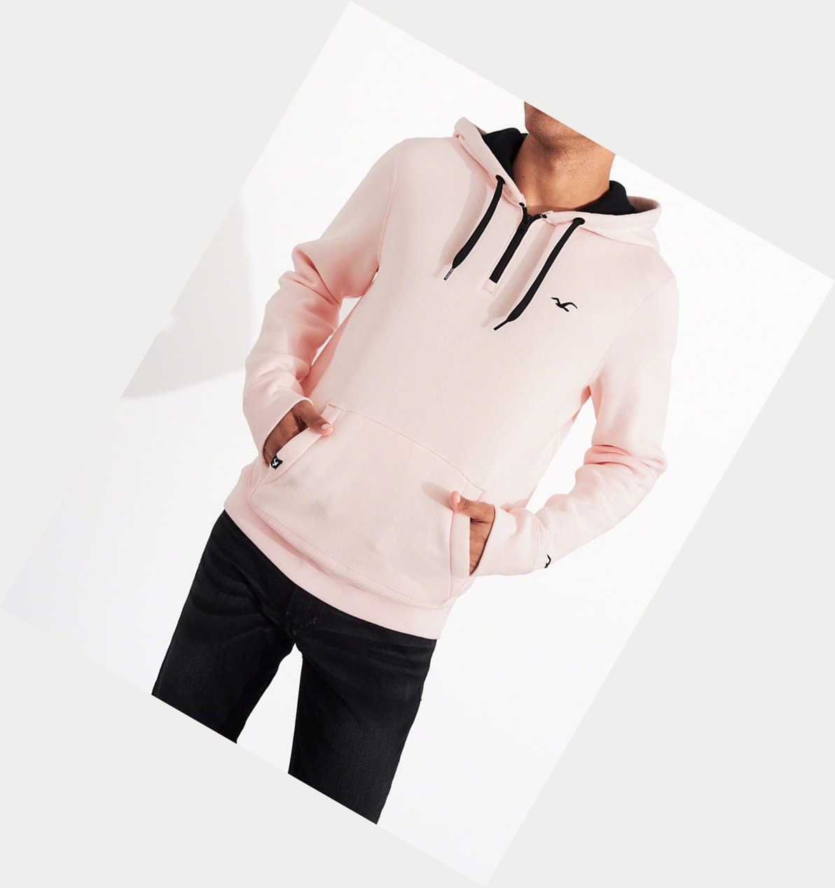 Light Pink Men's Hollister Half-Zip Hoodie | UK-346RXMA