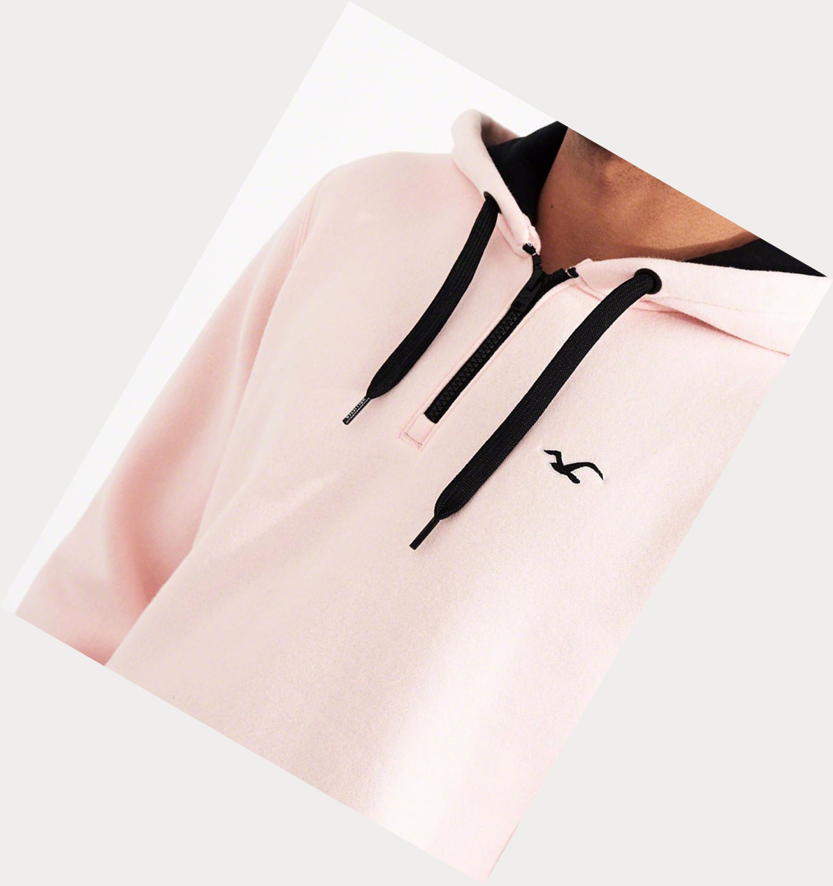 Light Pink Men's Hollister Half-Zip Hoodie | UK-346RXMA