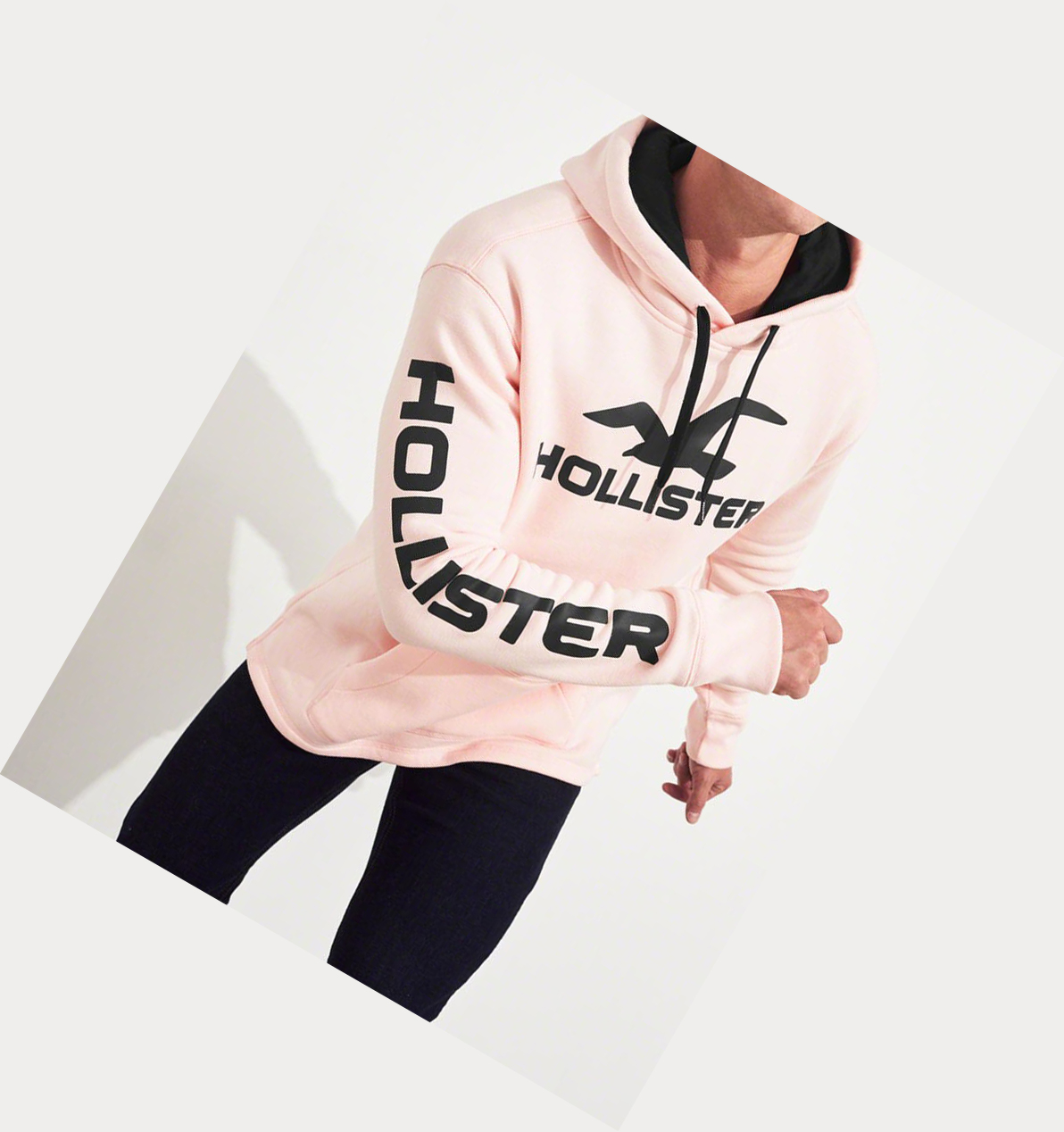 Light Pink Men's Hollister Print Logo Graphic Hoodie | UK-429YVEK