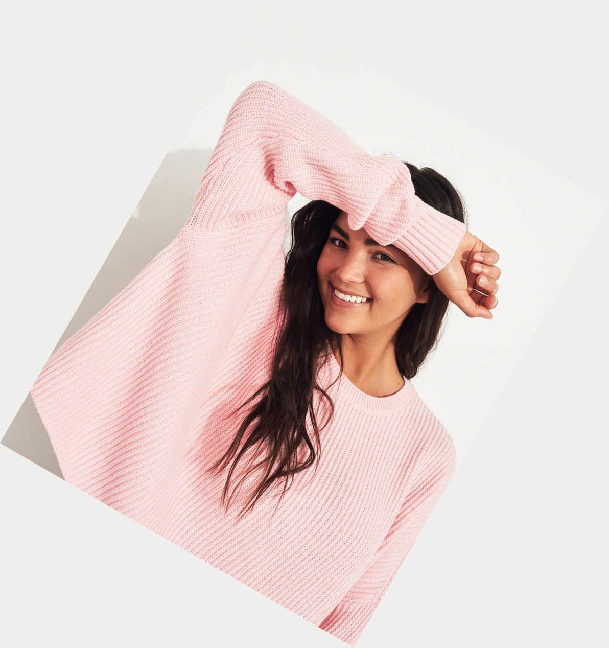 Light Pink Women's Hollister Crop Boyfriend Sweaters | UK-731JBUI