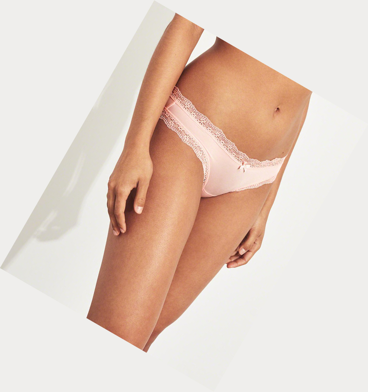 Light Pink Women's Hollister Lace-Trim Cheeky Underwear | UK-267XZAF