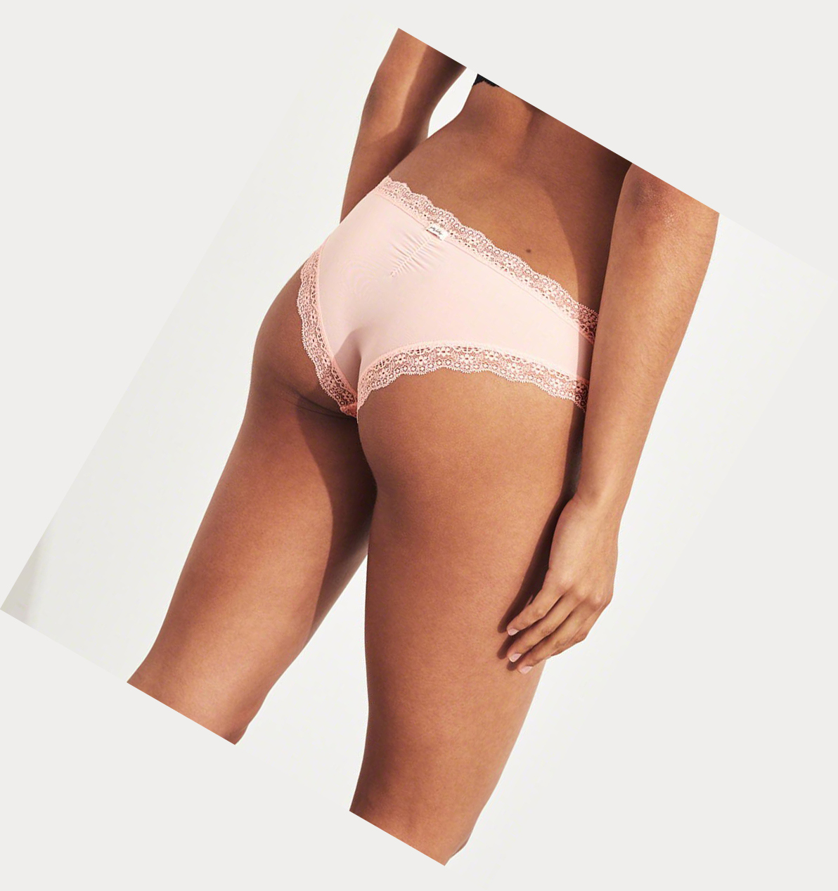 Light Pink Women's Hollister Lace-Trim Cheeky Underwear | UK-267XZAF