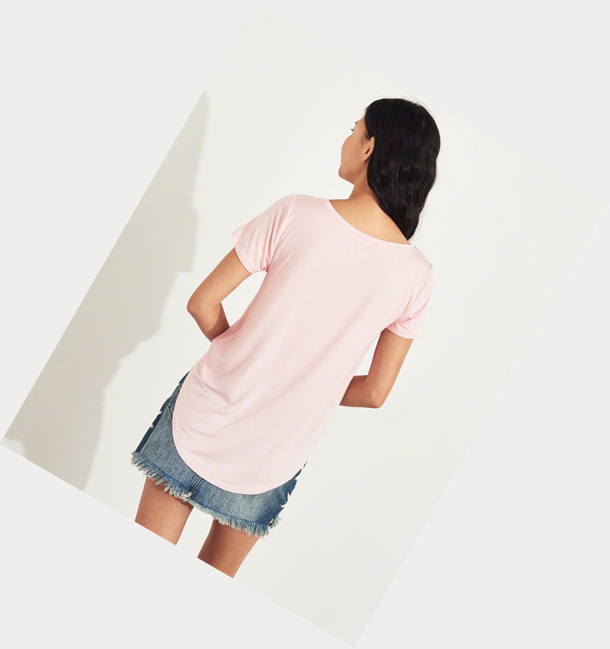 Light Pink Women's Hollister Must-Have Easy Short Sleeve | UK-860KGLU