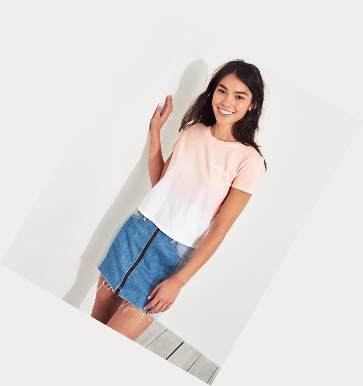 Light Pink Women's Hollister Ombré Short Sleeve | UK-986DYQV