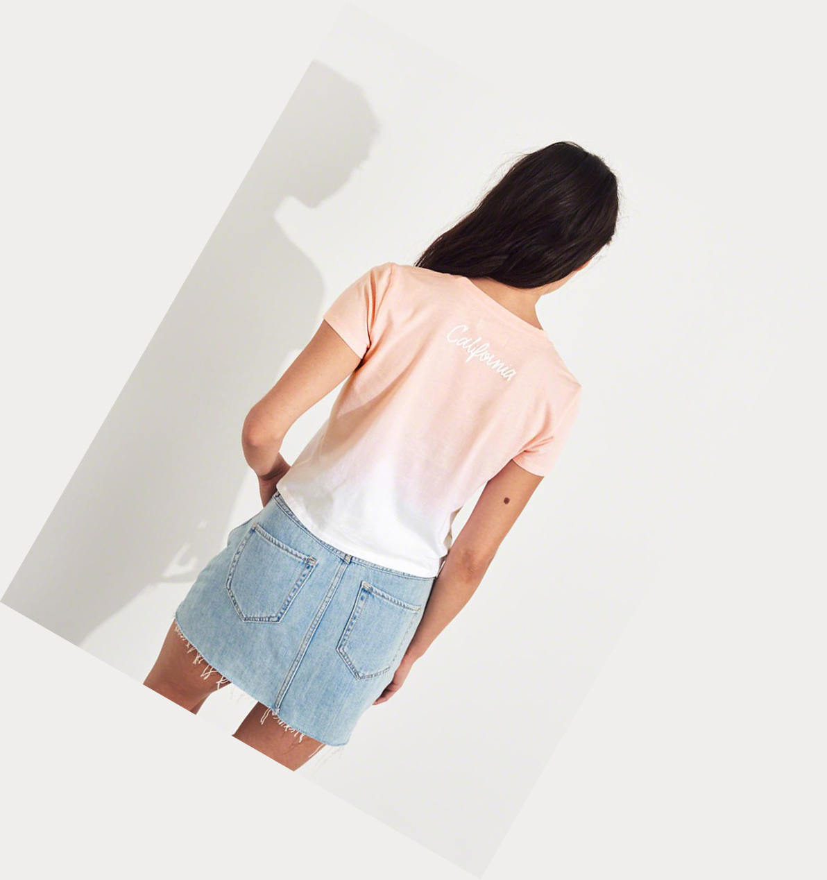 Light Pink Women's Hollister Ombré Short Sleeve | UK-986DYQV