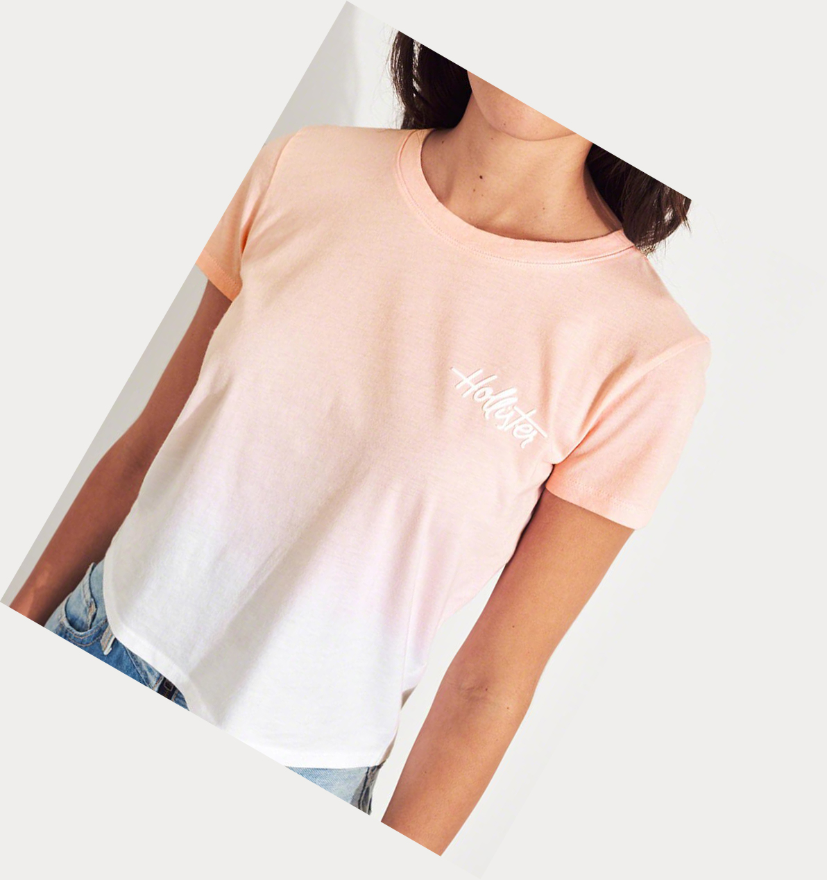 Light Pink Women's Hollister Ombré Short Sleeve | UK-986DYQV