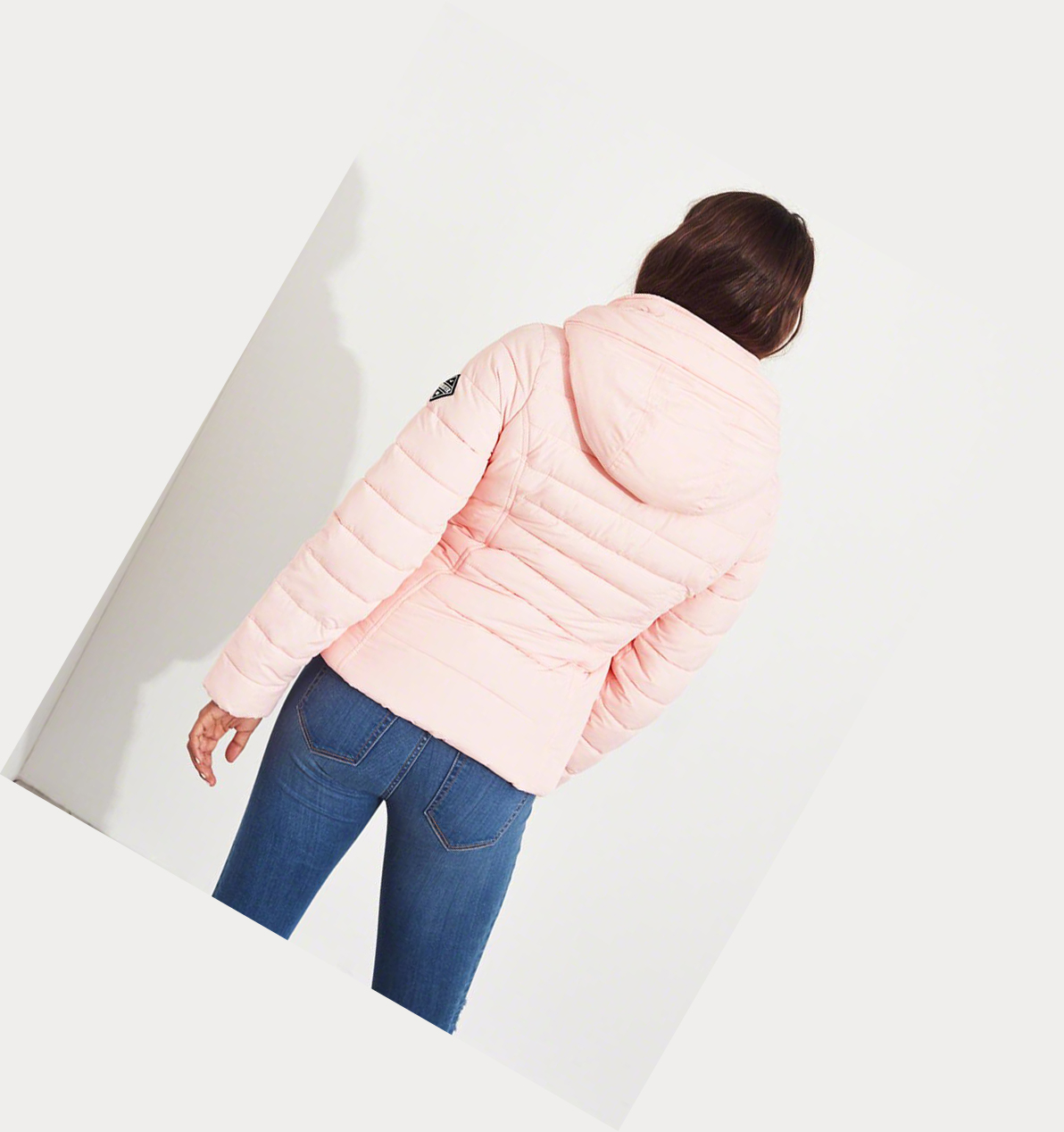 Light Pink Women's Hollister Sherpa-Lined Puffers | UK-137XPVN