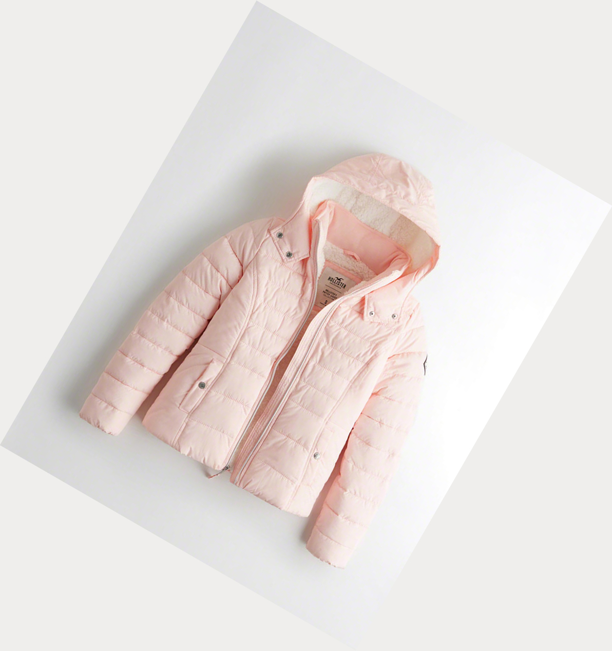 Light Pink Women\'s Hollister Sherpa-Lined Puffers | UK-137XPVN