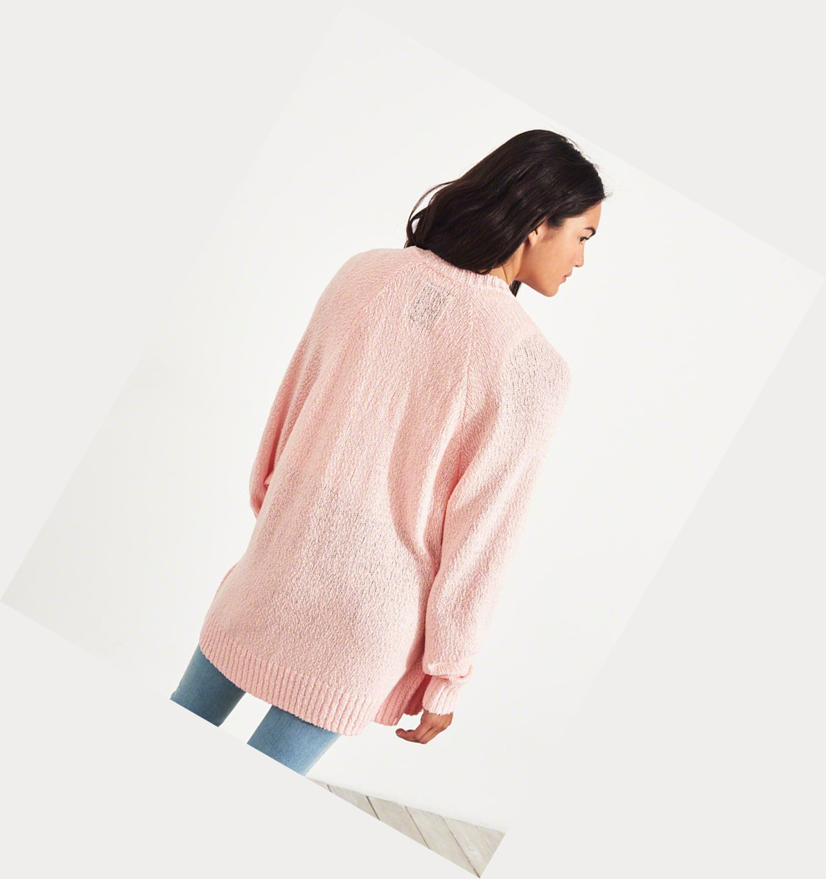 Light Pink Women's Hollister Textured Oversized Cardigan Sweaters | UK-578TWRK