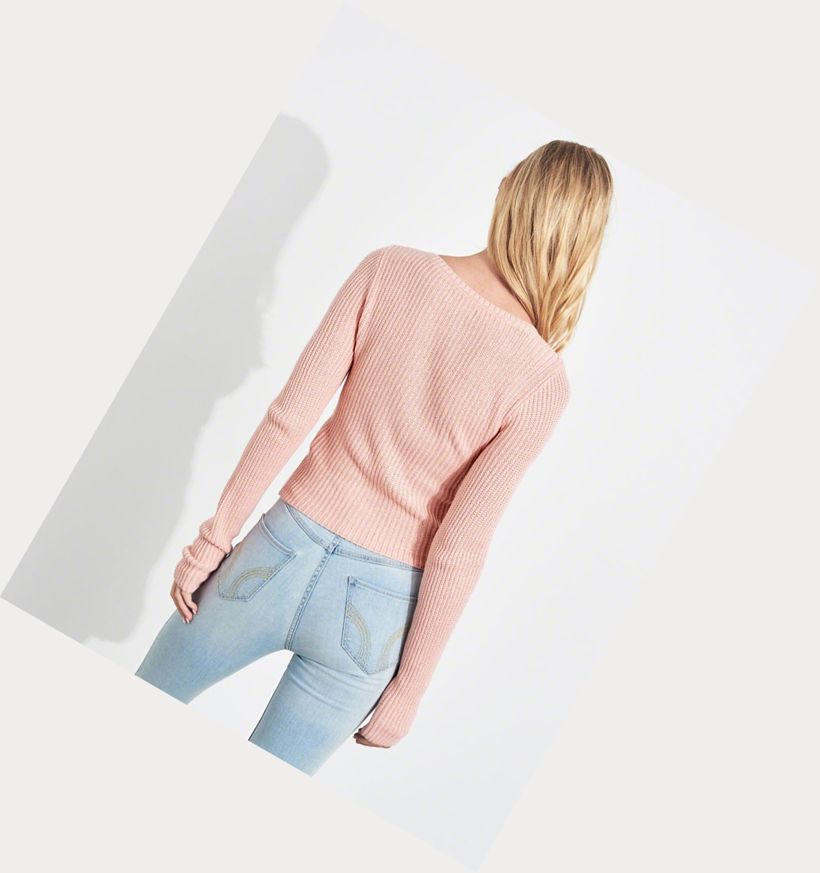 Light Pink Women's Hollister Wrap-Front Sweaters | UK-541DRHN