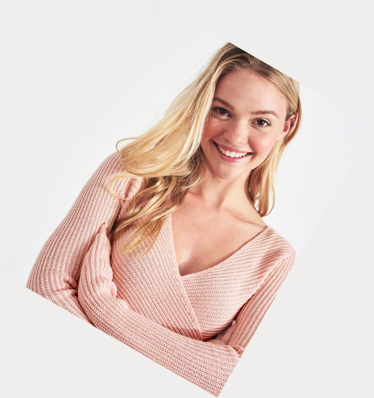 Light Pink Women's Hollister Wrap-Front Sweaters | UK-541DRHN