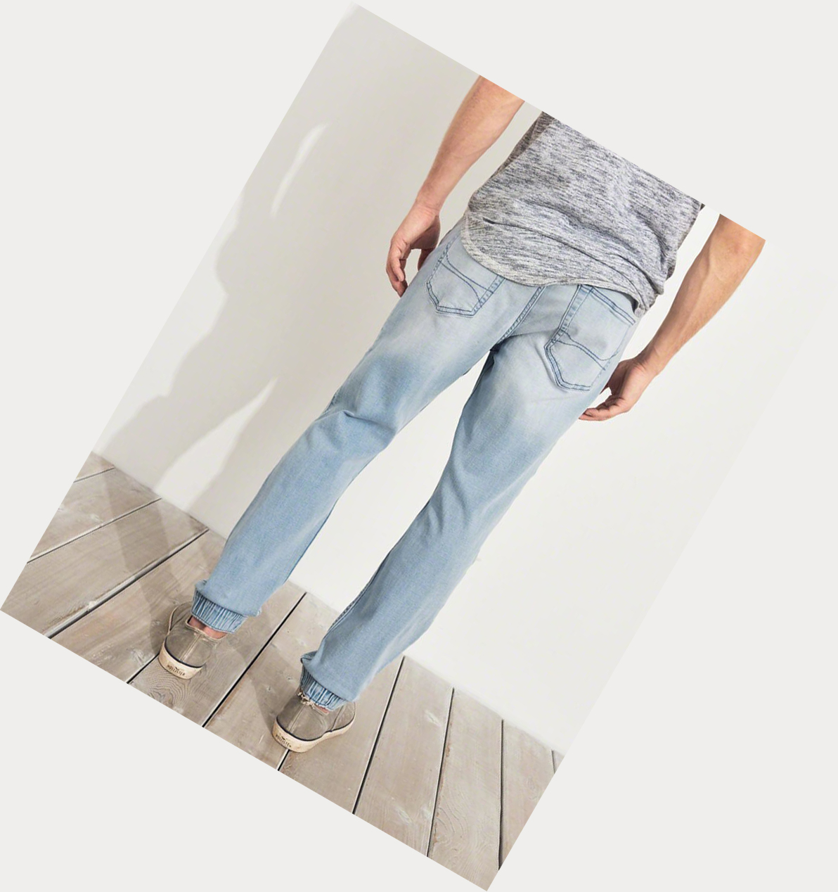 Light Wash Men's Hollister Advanced Stretch Jeans | UK-516XTMR