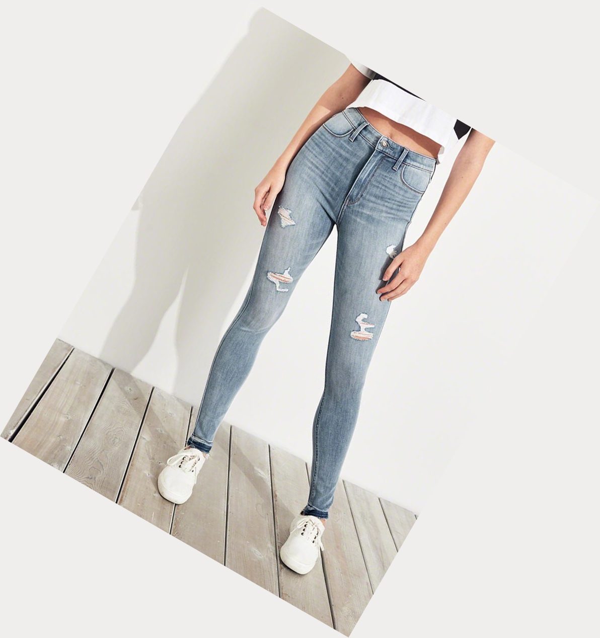 Light Wash Women's Hollister Extreme Stretch Ultra High-Rise Extreme Skinny Jeans | UK-625MILB